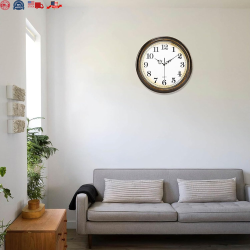 Wall Clock Battery Operated Silent Non-Ticking Vintage Wall Clocks for Kitchen, - Picture 4 of 8