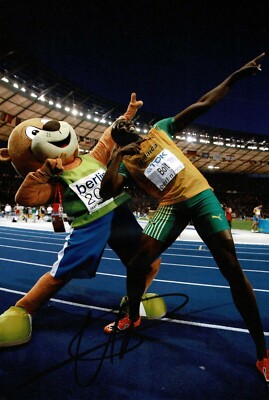 Usain Bolt Olympia Athlet Neu SIGNIERT 12x8 Foto C + Händler COA