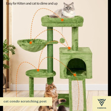 Cat Condo Scratching Post  35" Kitten Tower with Platform Hammock  Sisal Post