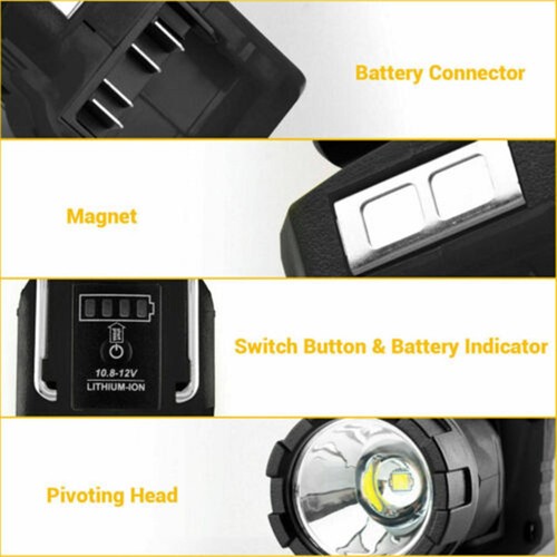 Handheld LED Work Light Flashlight Adapter For DeWalt 12V MAX Li-Ion Battery I - Picture 9 of 14