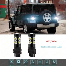 2PC 3157 3047 100W LED Backup Reverse Light Bulbs For Jeep Wrangler JK 2007-2016