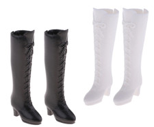 2 Pairs Fashion Black White Boots Shoes for Blythe Licca for DOD 1/6 BJD