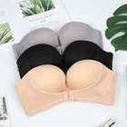Invisible Push Up Bra Front Buckle Women Underwear Lingerie Strapless Seamless