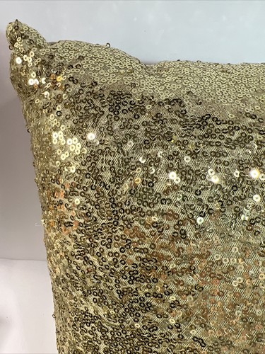 Gold Sequin Throw Pillow Sofa Cushion Sequins Home Decoration 16” X 16” - Picture 4 of 7