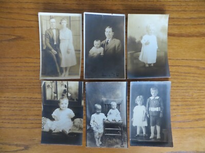 Lot (6) Studio RPPC Portrait Postcards Divided Back Unposted Couple Children