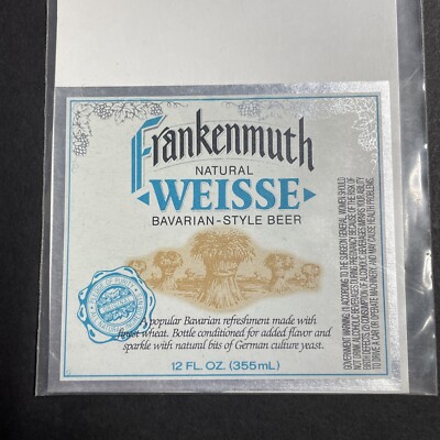 Vintage 1980s Frankenmuth Natural Weisse UNUSED Paper Label Michigan Q1909