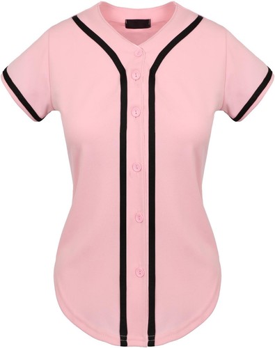 Camiseta de béisbol femenino Raglan Plain T Shirt Team Sport Button Fashion Tee Casual - Imagen 4 de 50