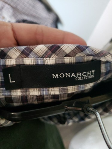 Monarchy collection mens short sleeve plaid embroidered Star patch shirt size L - Picture 7 of 7