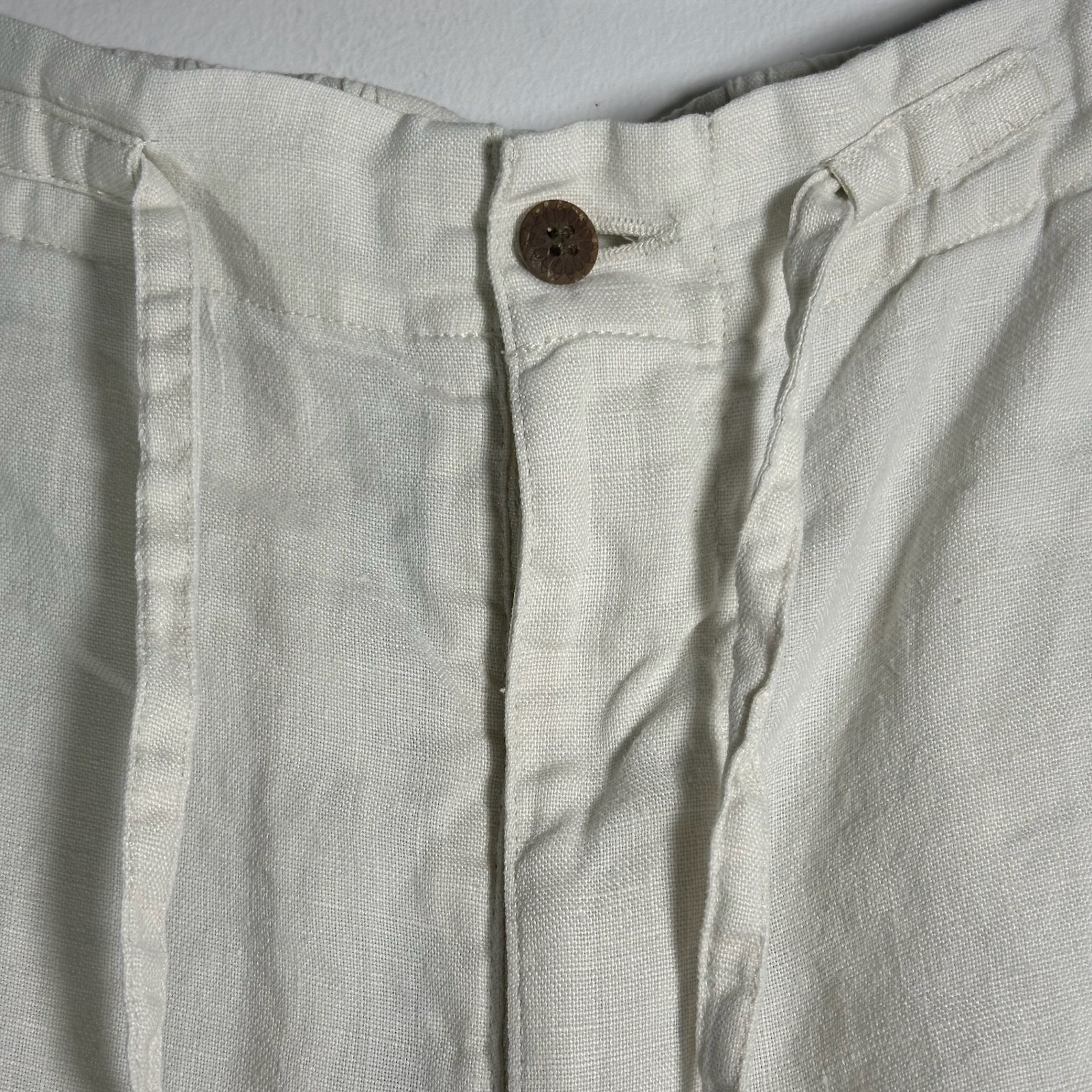 Caribbean Joe Mens Linen Pants Off White Drawstring Elastic Waist Size M 32x30 thumbnail 3