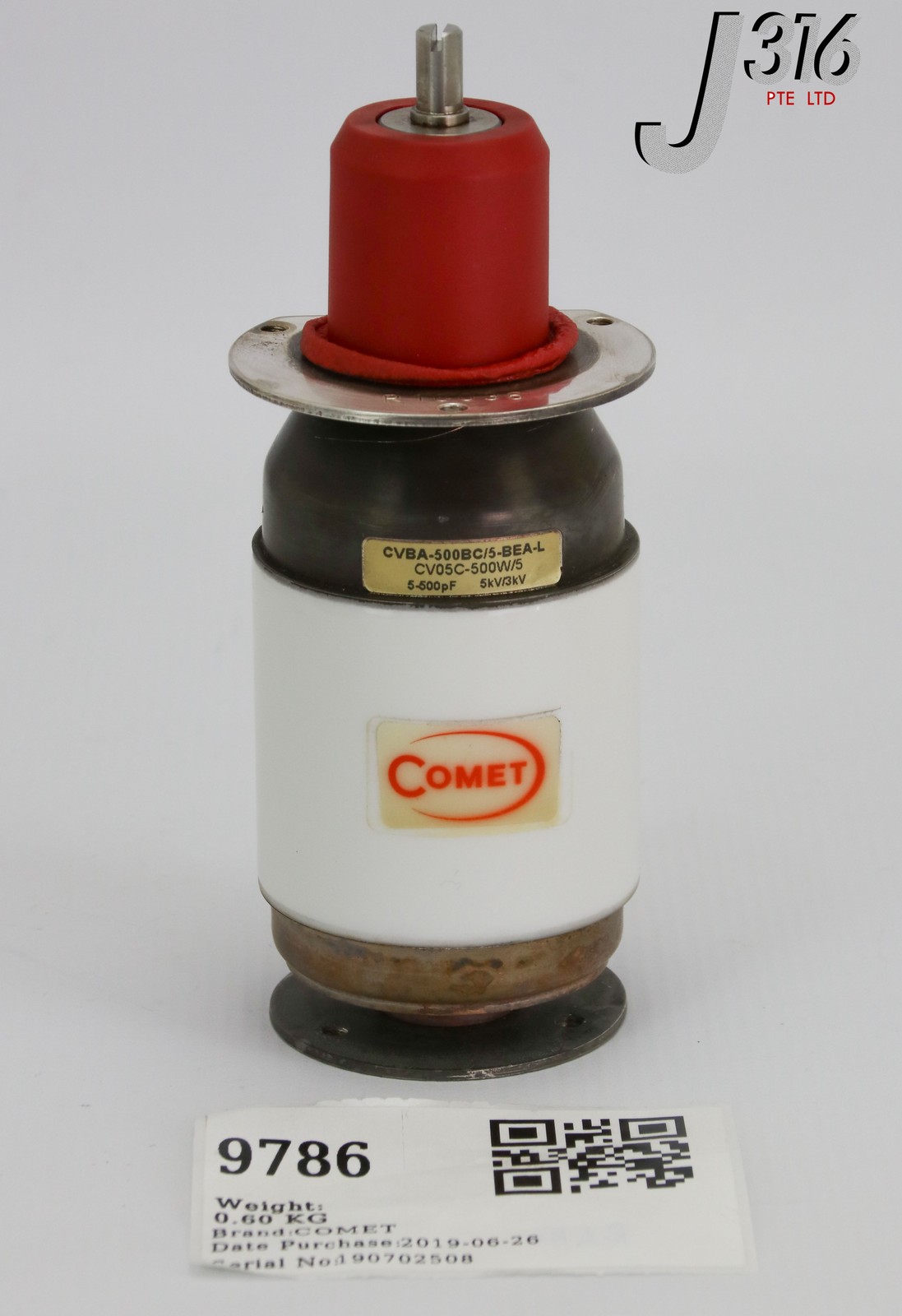 9786 COMET VARIABLE VACUUM CAPACITOR, CV05C-500W/5 (PARTS) CVBA-500BC/5-BEA-L