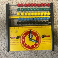 Vintage BRIO Wooden Abacus Calender Clock Time Toy Made In Sweden 1960s