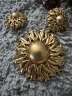 New ListingVintage Monet Gold Tone Burst Statement Brooch Pin & Earrings Set