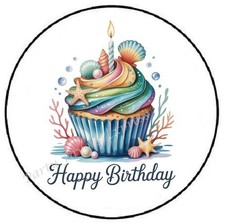 HAPPY BIRTHDAY CUPCAKE ENVELOPE SEALS LABELS STICKERS PARTY FAVORS