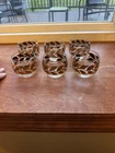 Vintage Federal Glass Roly Poly Gold/Black Leaf Pattern 8 Oz Glasses - Set of 6