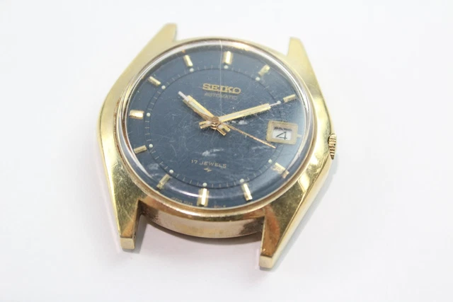 21 Seiko Matt Blue Dial Gold Tone Watch Automatic Working