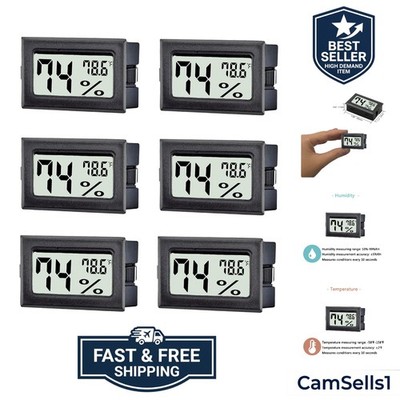 6 Pack Mini Digital Thermometer Hygrometer,Indoor Temperature and Humidity Ga...
