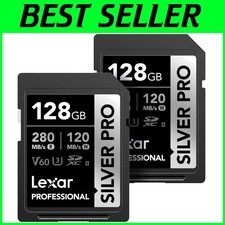 Professional UHS-II 128GB Silver PRO SD Cards - 2-Pack for Photographers