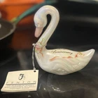 New ListingFenton Iridescent White Glass Swan 35th Anniversary / Signed / Hand Painted Rose