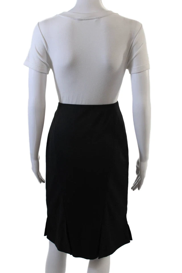 Falda lápiz Akris para mujer con cremallera lateral hasta la rodilla gris oscuro lana talla 8 Foto 3 de 4