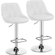 Bar Stools Set of 2 Faux Leather Swivel Bar Stools Height Adjustable Bar Chairs