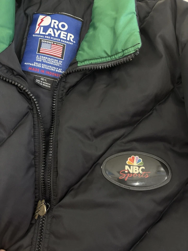 NBC Sports Jacket. Pro Player Down Puffer Jacket Coat Large L Official 80s 90s - Image 4 of 4
