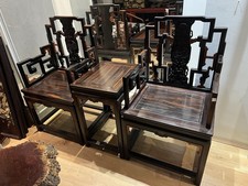 Qing Style Chinese Rosewood Chair Set & Side Table Oriental Hardwood Furniture
