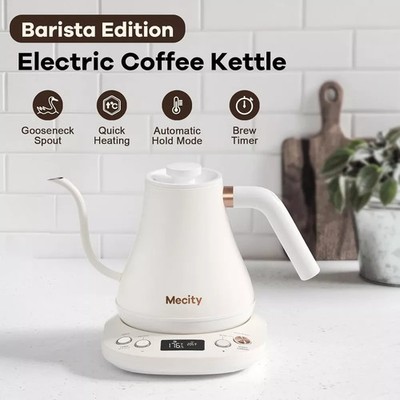 Barista Edition Electric Gooseneck Kettle 1200W, Precision Temp Control, White