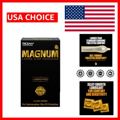 #ad Magnum 12 Count Large Size Lubricated Condoms The Gold Standard of Protection $12.59