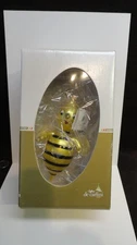 Vintage Soffieria De Carlini Bumble Bee Glass Christmas Ornament 6" NEW IN BOX