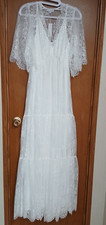 NWT  BALTICBORN White Ivory Lace Embroidered Boho  Wedding Dress Size Small