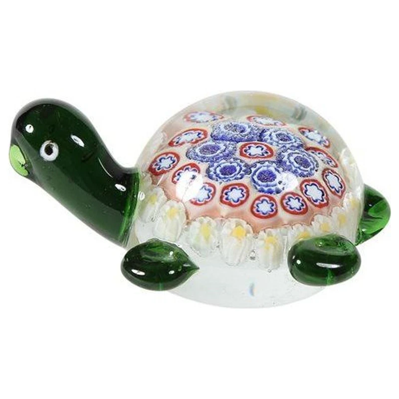 Tartaruga in Vetro Millefiori Blu 11x8x5,5 cm Soprammobile Statuetta Decorativa, fotografia 7 di 9