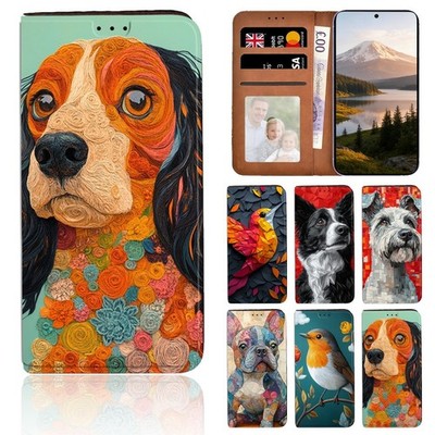 Geo Wildlife Poster Leder Cover Case für alle Motorola Moto E, Moto G, Edge 40/50