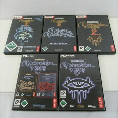 Atari Neverwinter Nights PC Game Lot + Expansion Pack Mask of Betrayer GERMAN