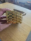 Mixed Metals Incense Burner Basket w Handle Removable Inner Cobalt Glass Insert — photo 2