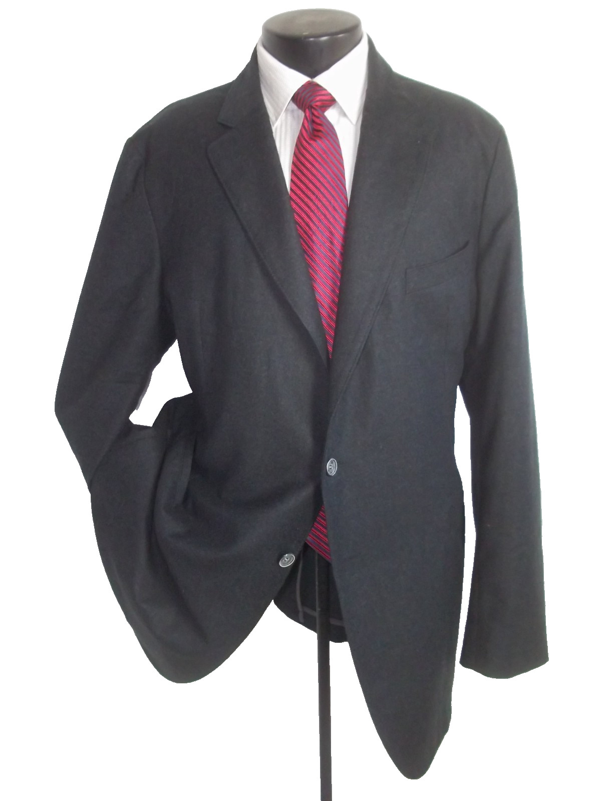Armani Collezioni solid gray 1button flannel wool… - image 1