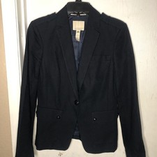 Banana Republic Heritage 100 Organic Cotton Shell Size 4 Jacket Blazer Navy