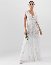 ASOS Embellished wedding dress with Sheer cape Size 12 New With tags White