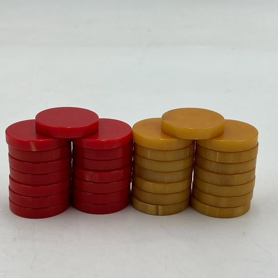 Lot 30 pièces de backgammon cataline bakélite chips tourbillon caramel