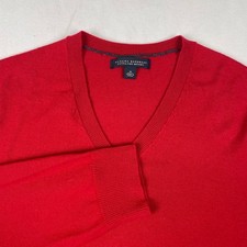 Banana Republic Mens Red Extra Fine Merino Wool V-Neck Sweater Size M Medium