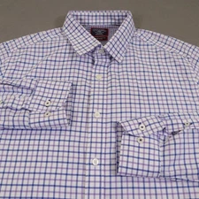 UNTUCKit Shirt Mens Large Purple Blue Cedarvale Slim Fit Wrinkle Check Italy