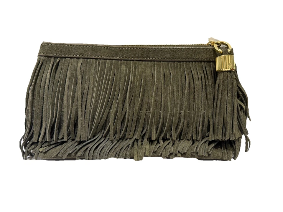 Индия Hicks London зеленый замшевый клатч новый детали роскошь дизайнерская сумка - Изображение 2 из 4