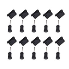 10 Pairs Silicone Protective Cover Dust Plug for USB Type Black