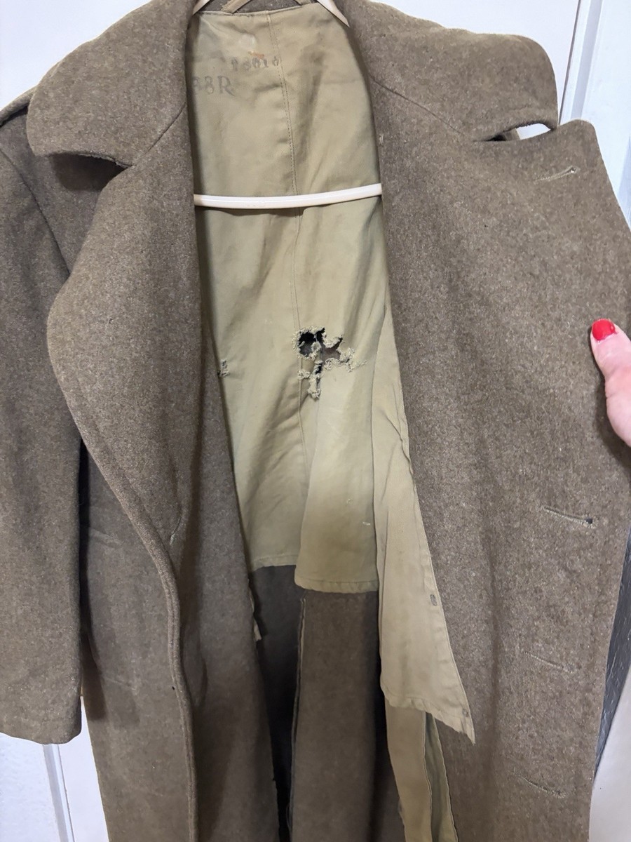WWII US Army M1939 Wool Overcoat 1942 Dated Melton Greatcoat 38R