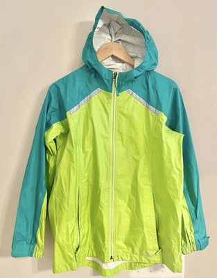 L.L. Bean Hooded Windbreaker Lightweight Lined Jacket Women s M Green Blue XL/18