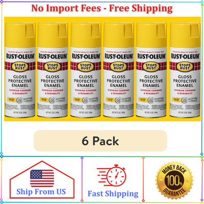 Yellow, Rust-Oleum Stops Rust Protective Gloss Spray Paint-7747830, 12oz, 6 Pack
