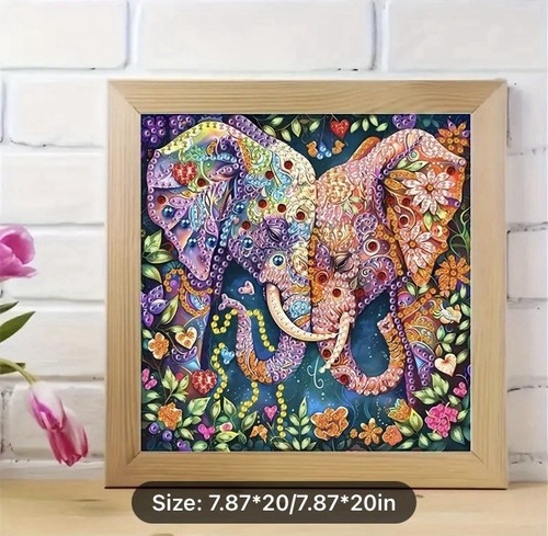 Lucky Elephants in a Partial Drill Diamond Painting Craft Kit-Size 7.87x7.87” - Picture 2 of 4