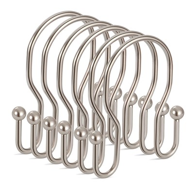 24 Pack Double Shower Curtain Hooks Rings, Double Sided Shower Curtain Hooks ...