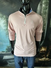 Rhoback Golf Pink Navy Polka Dot 1/4 Zip Pullover Jacket Size Large Barstool