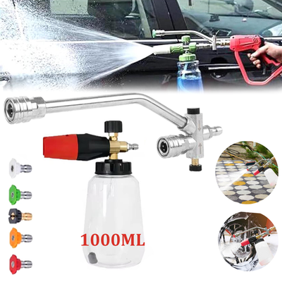 #ad 1L Pressure Washer Foam Cannon Bottle 1 4quot; Dual Connector Double Tip Attachment $30.98