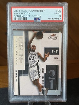 2003-04 Fleer Genuine Insider Reflection Tim Duncan /99 PSA 9 #25